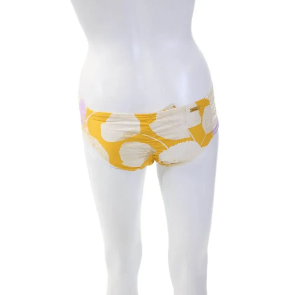 Palmacea Floral Print Cinched Cheeky Swim Bottoms Yellow Multi Size XS